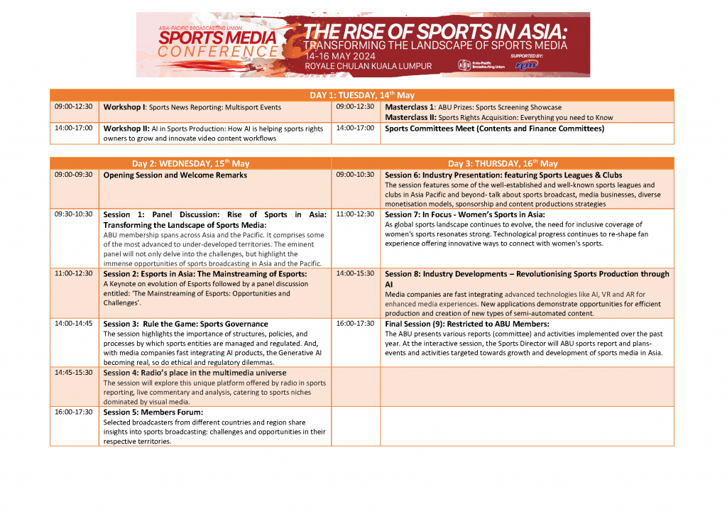 73rd Sports Group Conference, Kuala Lumpur